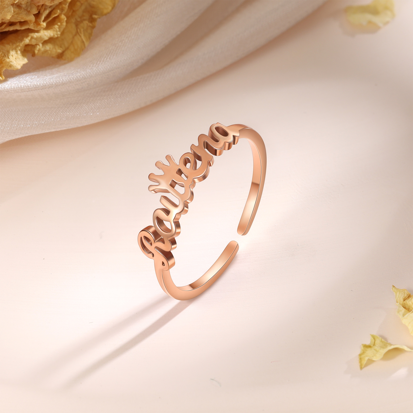 Crown Name Ring Personlized One Name Adjustable Rings-Jessemade AU