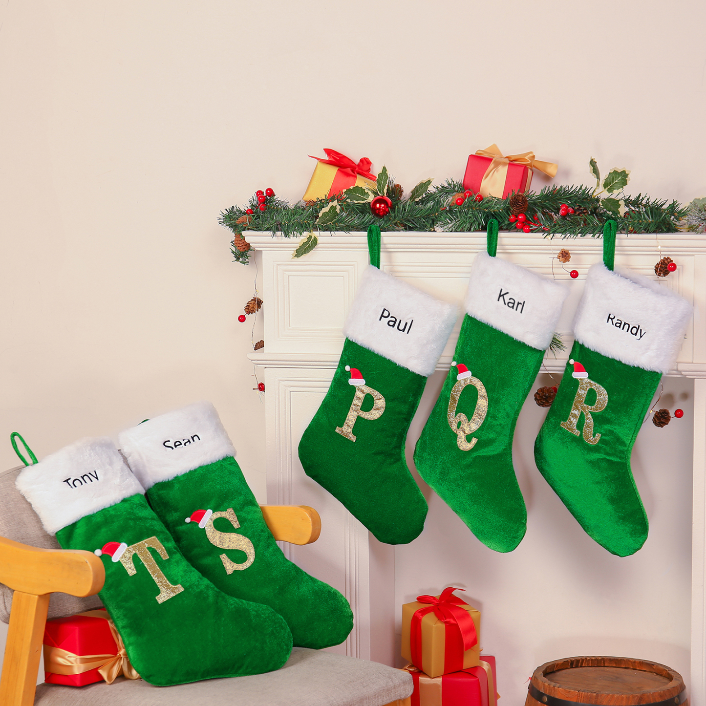 Christmas Letter Stockings Ornaments Custom 1 Name Fireplace Sock Decor Personalised Gifts for Family Friends-Jessemade AU
