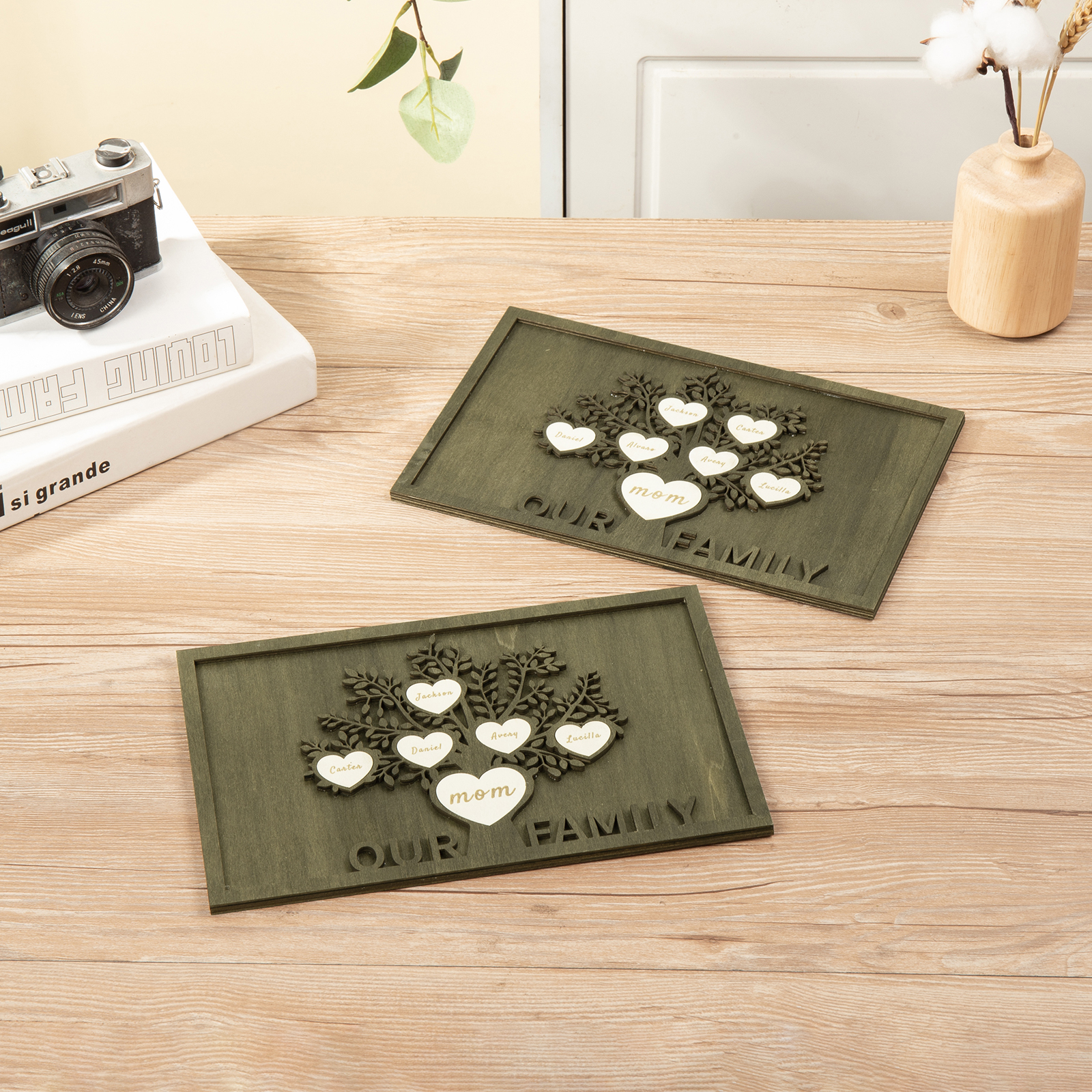 Family Tree Wood Frame Personalised Family Tree Sign Custom 8 Names Plaque-Jessemade AU