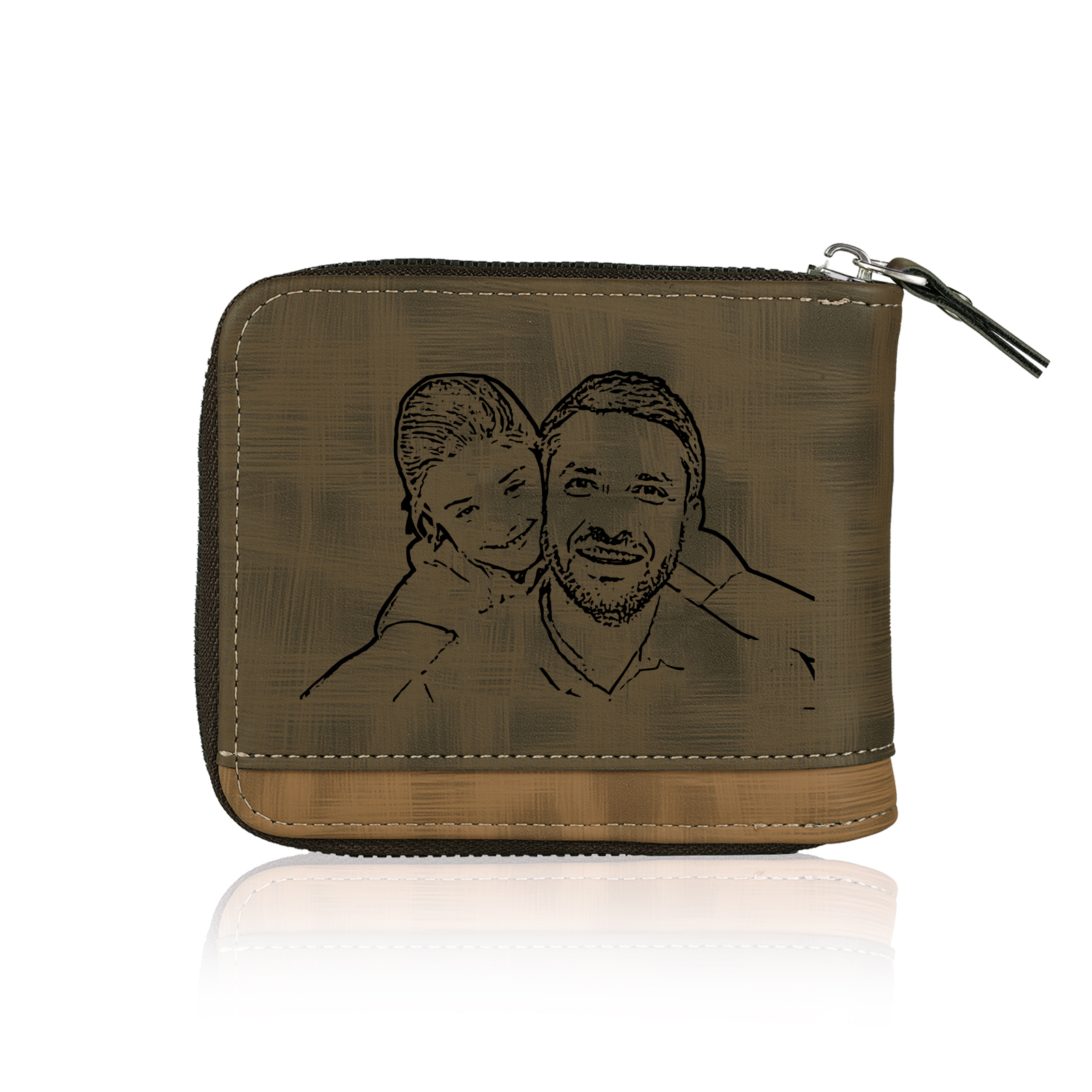 Personalised Photo & Text Billfold Wallet Custom Men's Leather Wallet Zipper Gifts for Him-Jessemade AU