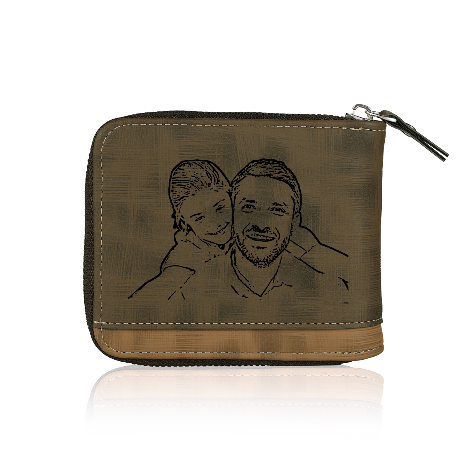 Personalised Photo & Text Billfold Wallet Custom Men's Leather Wallet Zipper Gifts for Him-Jessemade AU