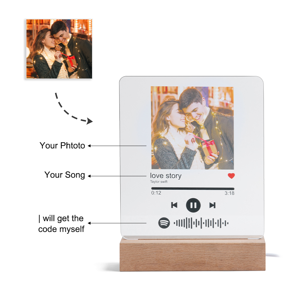 Personalised Spotify Code Photo LED Night Light-Can Play Music-Interesting-Jessemade AU