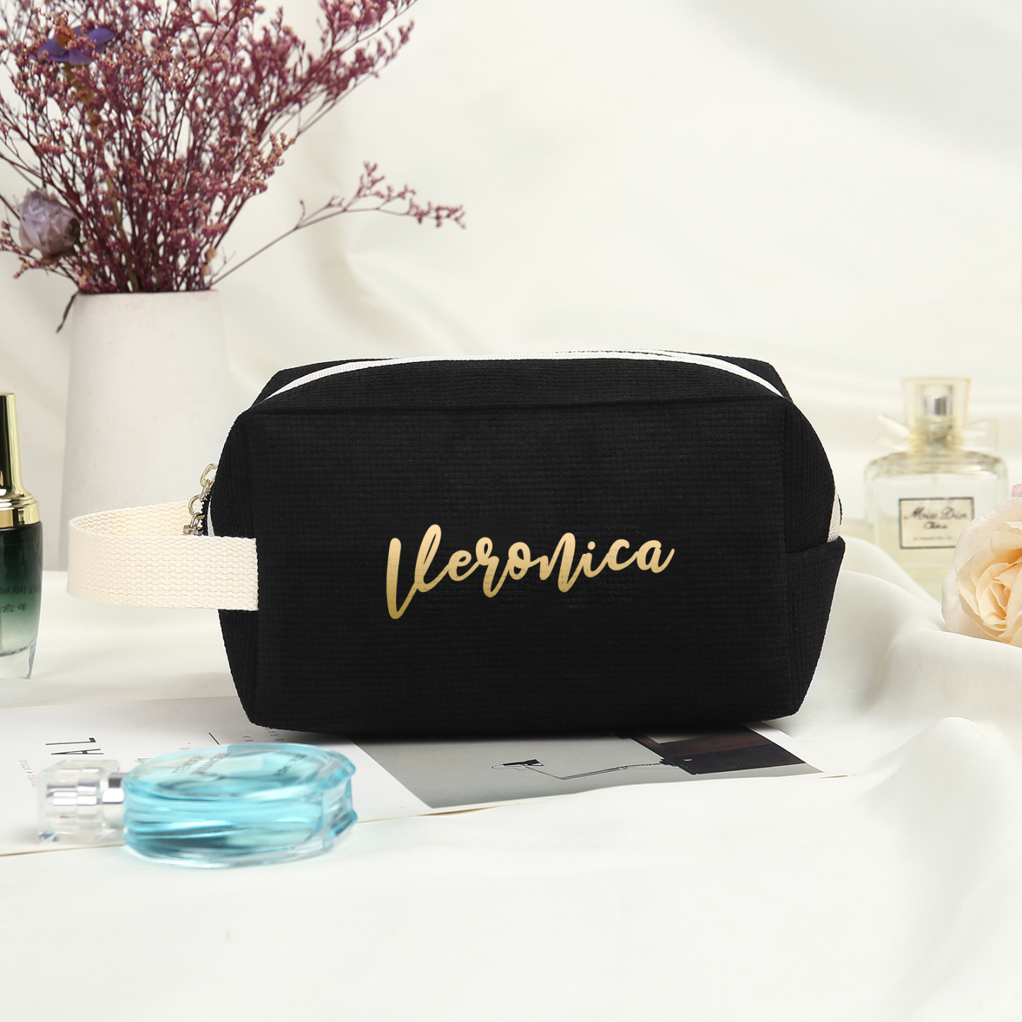 Personalised Name Cosmetic Bag Custom Makeup Bag Zipper Storage Bag Gifts for Ladies Girls-Jessemade AU