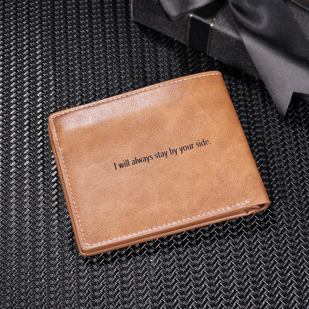 Personalised Leather Wallet Engraved Photo Short Purse Gifts For Men-Jessemade AU