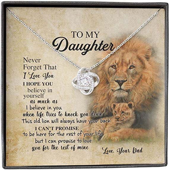 Dad to Daughter, Knot Necklace with Message Card, "Never Forget That I Love You"
