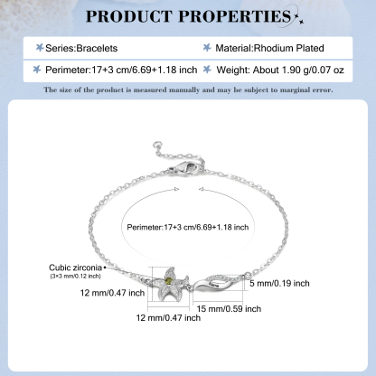 Personalised Women's Bracelet Custom 1 Birthstone Bracelet Starfish Adjustable Bracelet Mother's Day Gift for Her-Jessemade AU