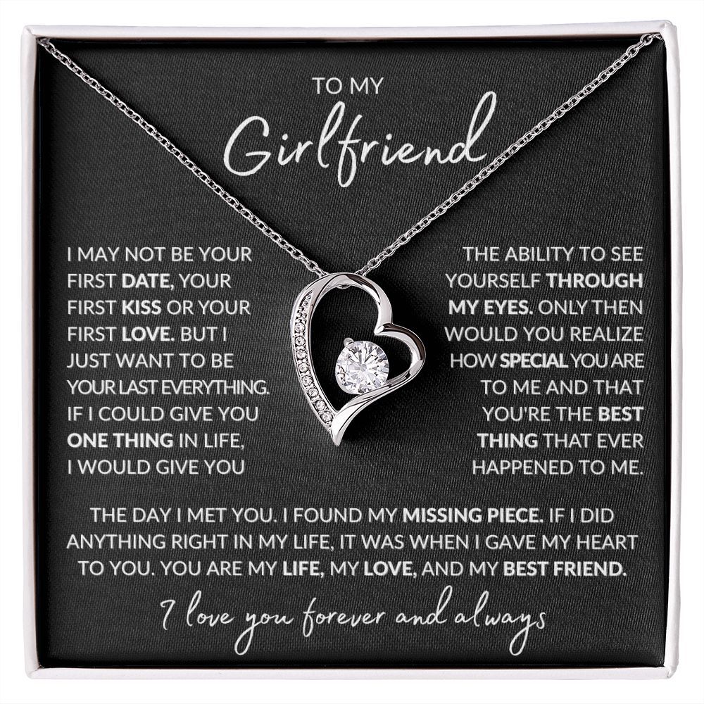 To My Girlfriend Necklace Heart Pendant Necklace Valentine's Day Gift for Her - I Love You Forever and Always-Jessemade AU