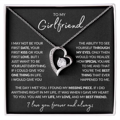 To My Girlfriend Necklace Heart Pendant Necklace Valentine's Day Gift for Her - I Love You Forever and Always-Jessemade AU