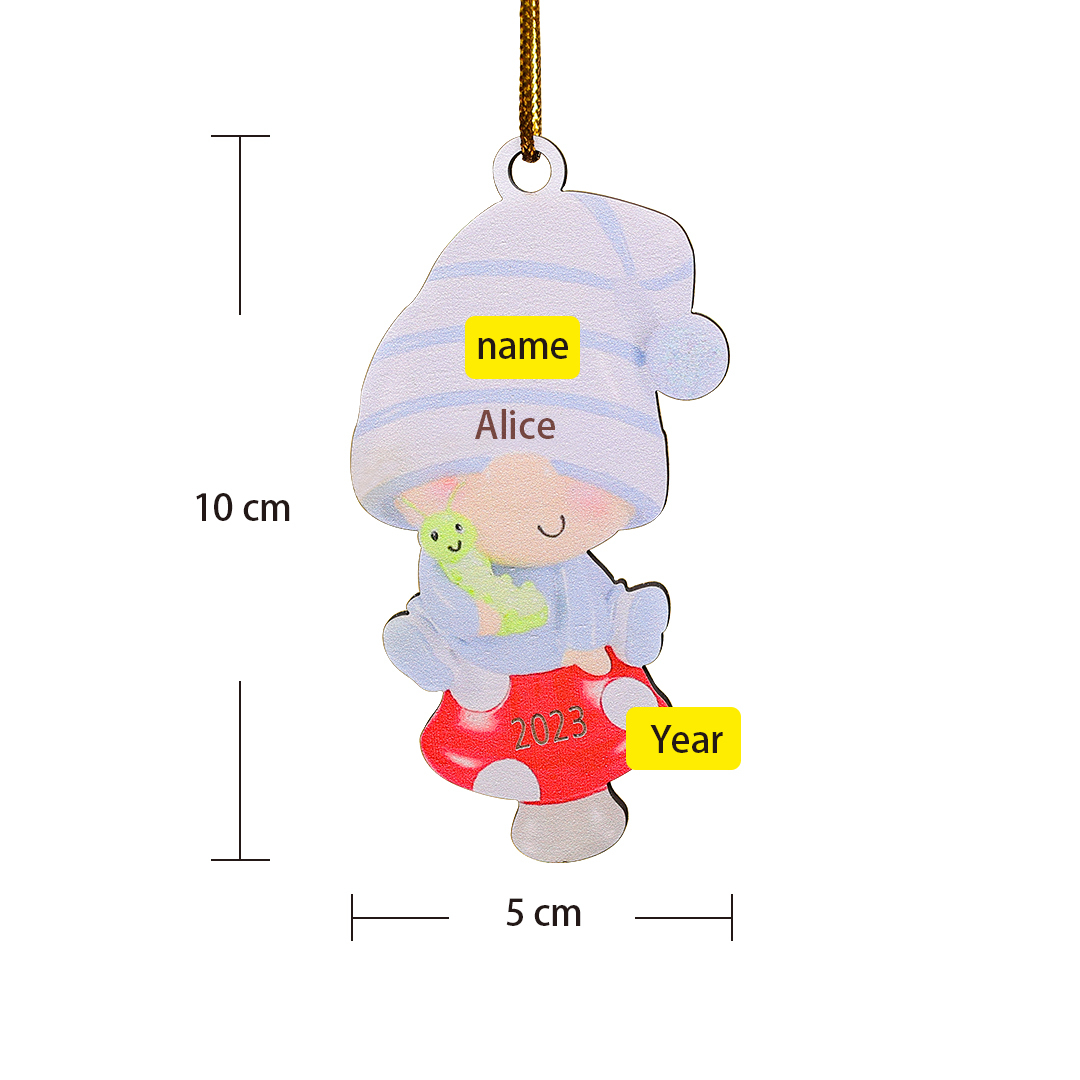 Personalised Wooden Christmas Ornaments Custom Year & Name Mushroom Hanging Ornament Gifts for Boys Girls Babies-Jessemade AU