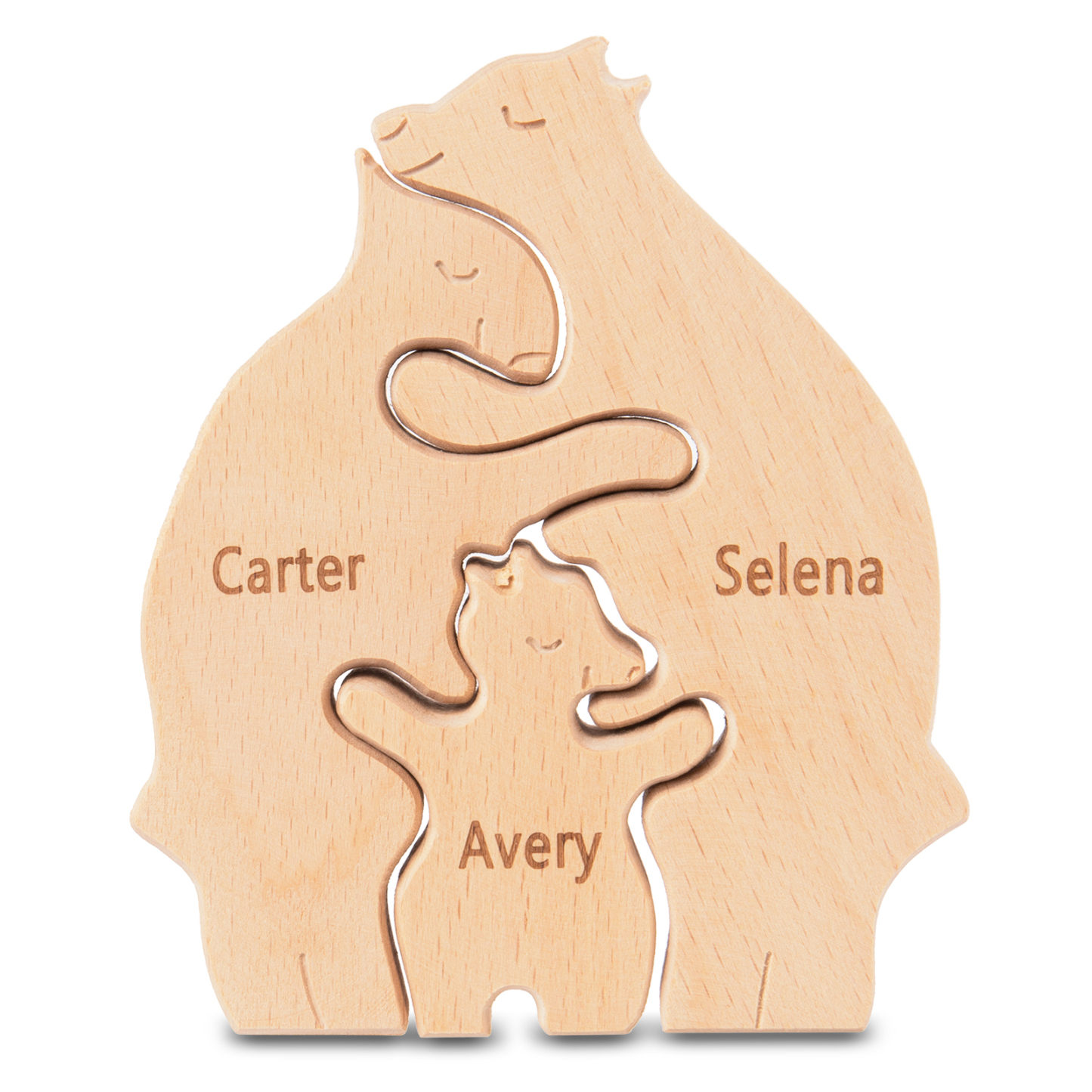 Personalised Wooden Animal Puzzle Custom 3 Names Puzzle Whale Bear Rabbit Hug Ornament Gifts for Family-Jessemade AU