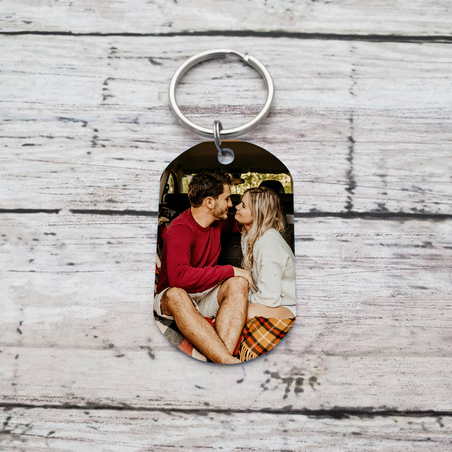 Personalised Couple Photo Keychain Custom 2 Letters Keyring “Drive Safe I Need You Here With Me” Valentine's Day Gift For Couples-Jessemade AU