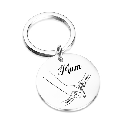 2 Names - Personalised Text Keychain Holding Hands Keychain Mother's Day Gifts For Grandma/Mother-Jessemade AU