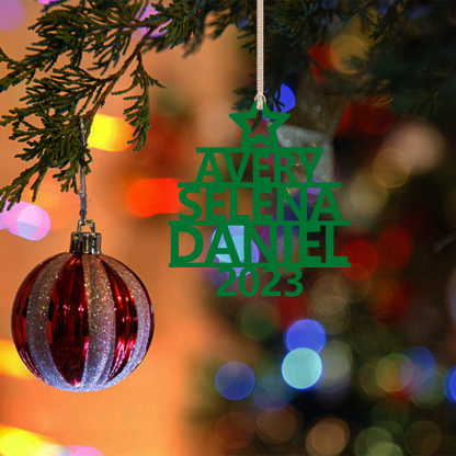3 Names - Personalised Christmas Tree Ornaments Customised Name Xmas Wooden Decor Gifts for Family Friends-Jessemade AU