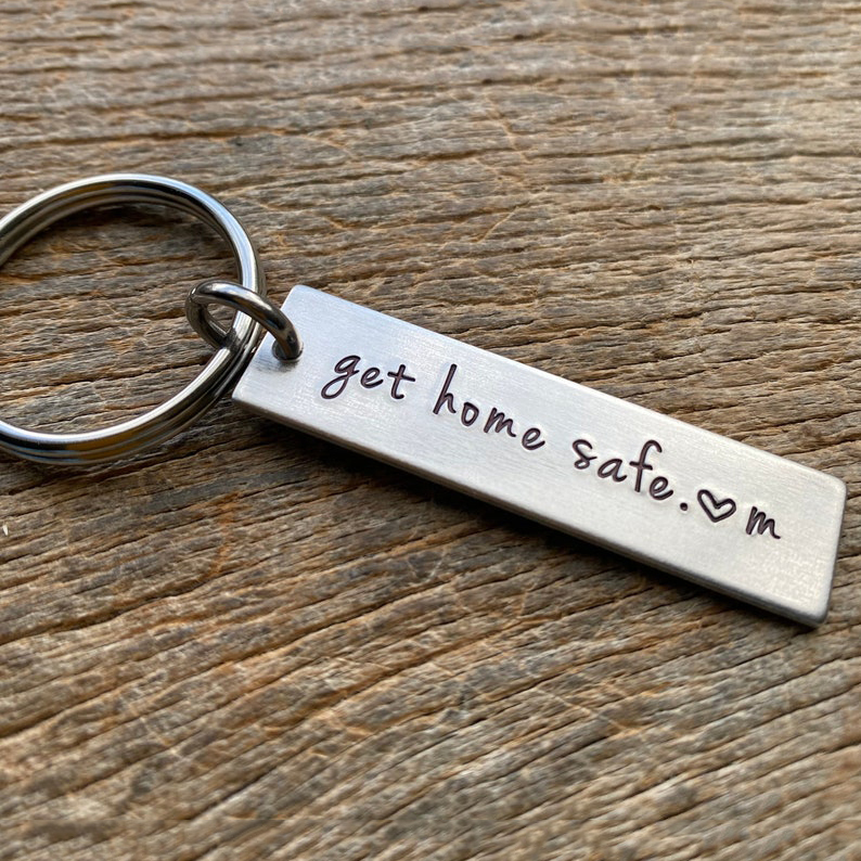Get Home Safe Love Keychain Custom Initial Gift for Couple-Jessemade AU