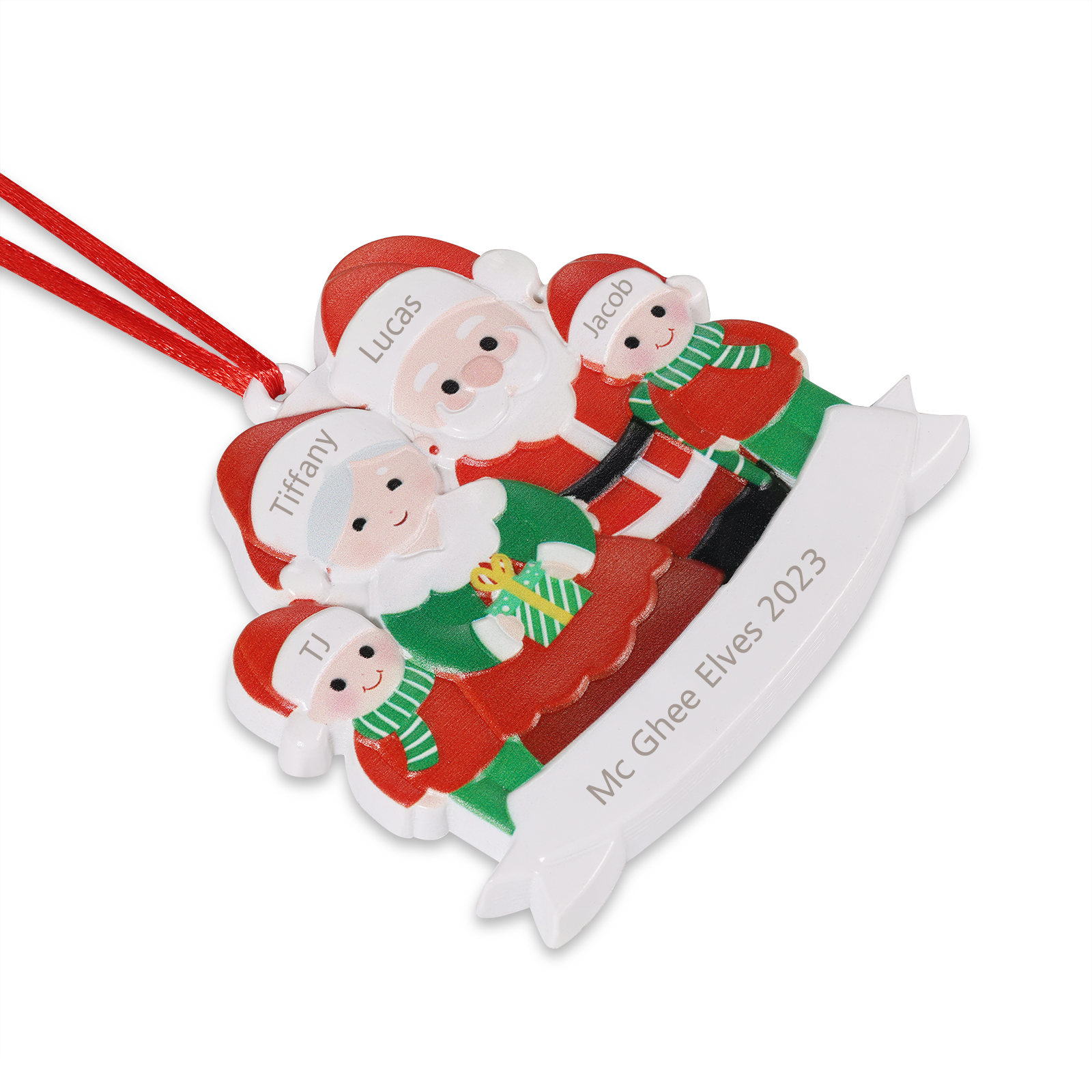 4 Names - Personalised Resin Santa Claus Hanging Ornaments Customised Name & Text Christmas Ornament Gift for Family Friends-Jessemade AU
