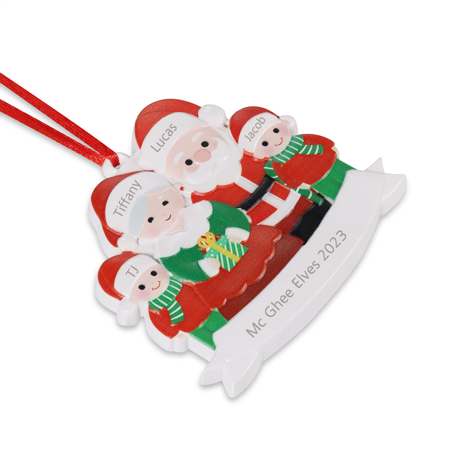 4 Names - Personalised Resin Santa Claus Hanging Ornaments Customised Name & Text Christmas Ornament Gift for Family Friends-Jessemade AU