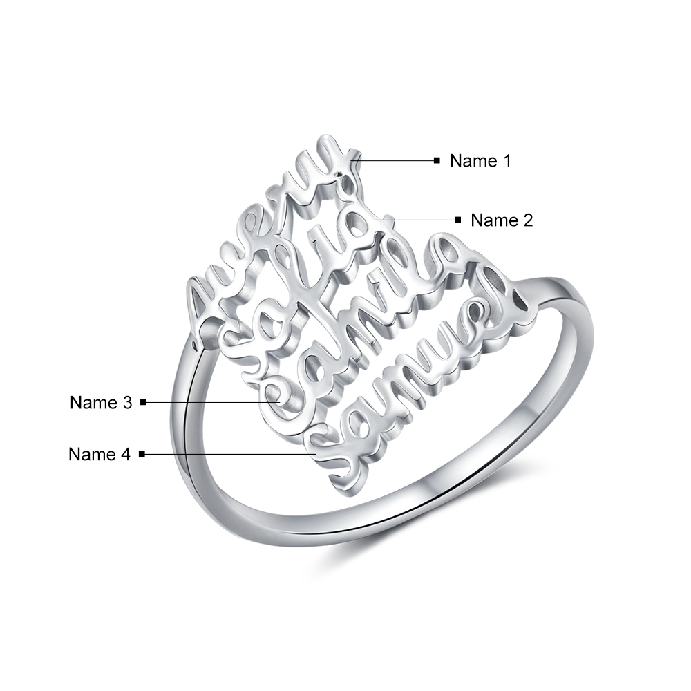 Personalised Name Ring Custom 4 Names Ring Gifts for Women-Jessemade AU