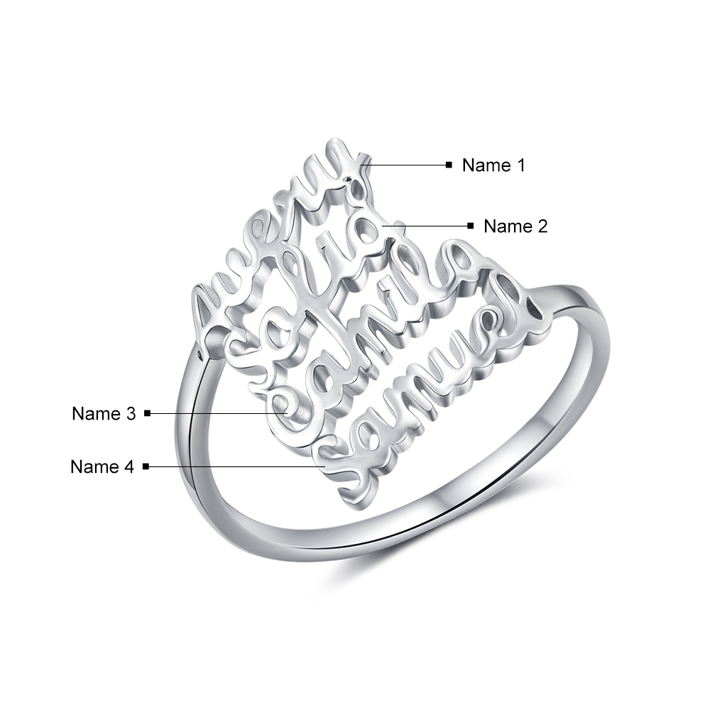 Personalised Name Ring Custom 4 Names Ring Gifts for Women-Jessemade AU