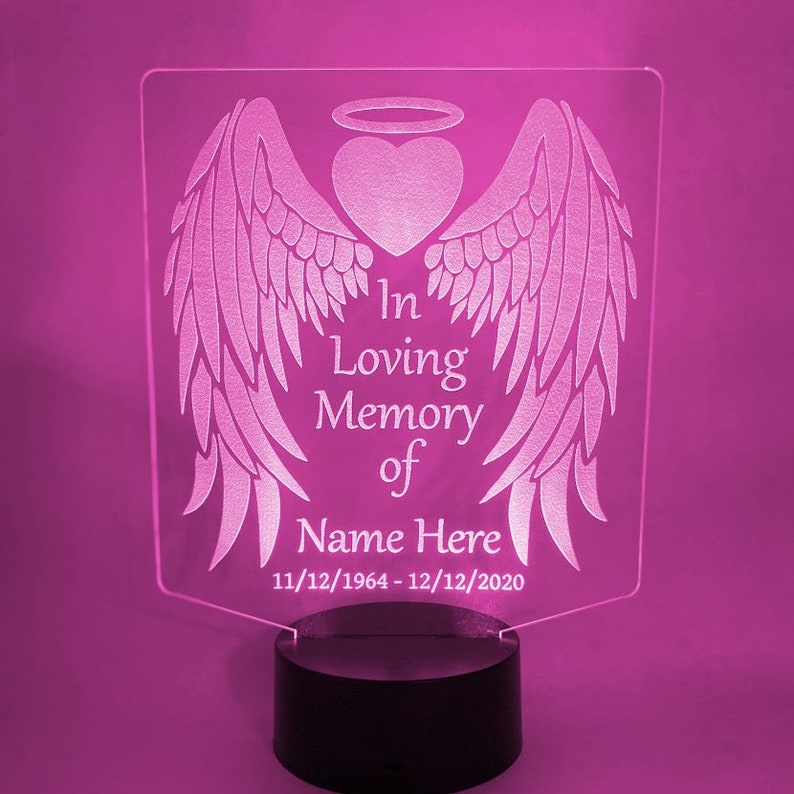 Personalised 7 Colours Changing Night Light Custom Name Wings Memorial LED Lamp Gifts For Lover-Jessemade AU