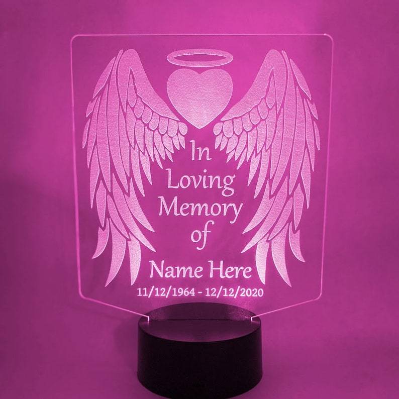 Personalised 7 Colours Changing Night Light Custom Name Wings Memorial LED Lamp Gifts For Lover-Jessemade AU