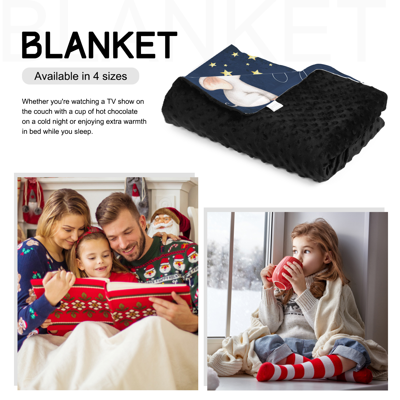 Personalised Elephant Blanket Custom Name Cute Cartoon Blanket-Jessemade AU