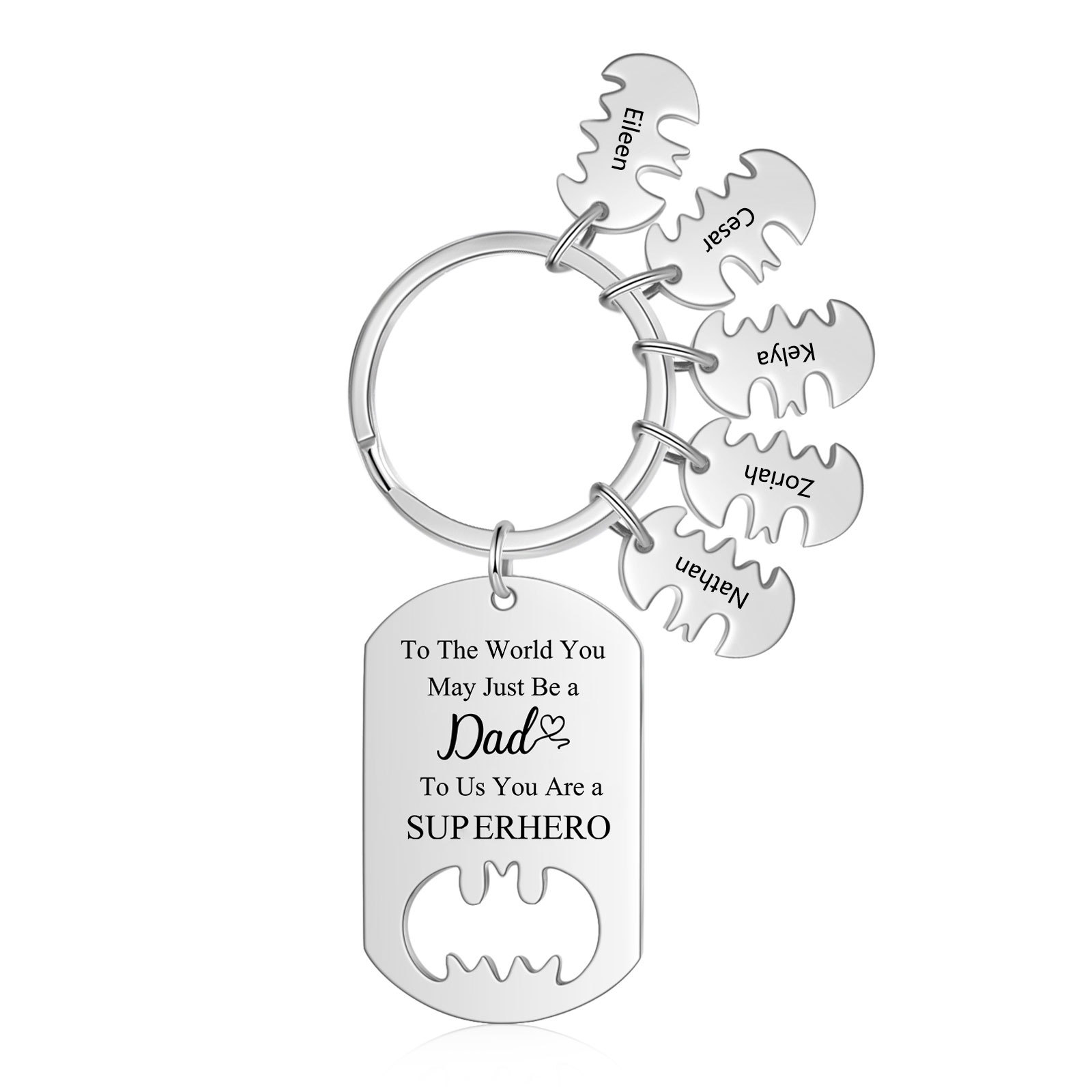 You Are A Superhero Keychain Personalised 5 Names Bat Keychain Engraved Gift for Dad/Grandpa/Grandad/Mom/Mum-Jessemade AU