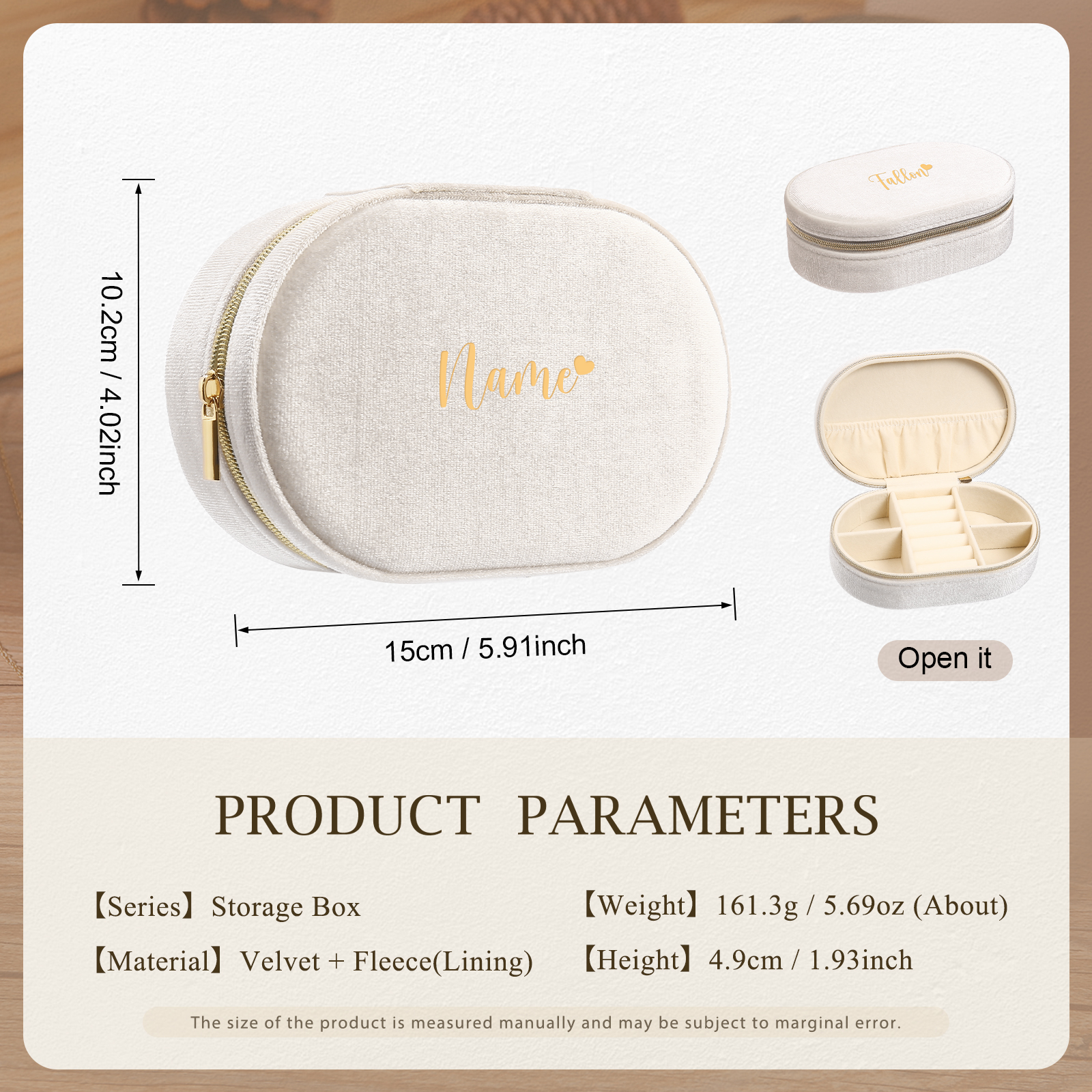 Personalised Name Jewelry Storage Box Zipper Custom Travel Jewelry Box Gifts for Ladies Girls-Jessemade AU