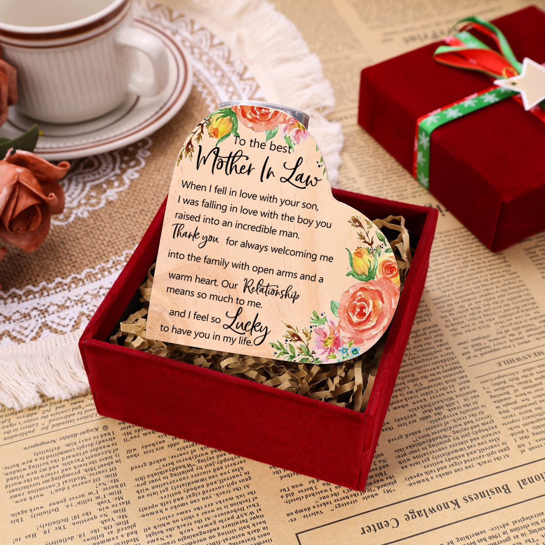 To My Best Mother-In-Law Heart Candle Holder Wooden Candlestick Mothers Gifts-I feel so Lucky to have you in my life-Jessemade AU