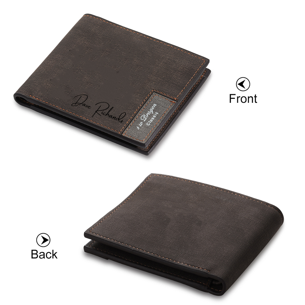 Personalised Name & Photo Billfold Wallet Custom Men's Leather Wallet Gifts for Him Dark Brown-Jessemade AU