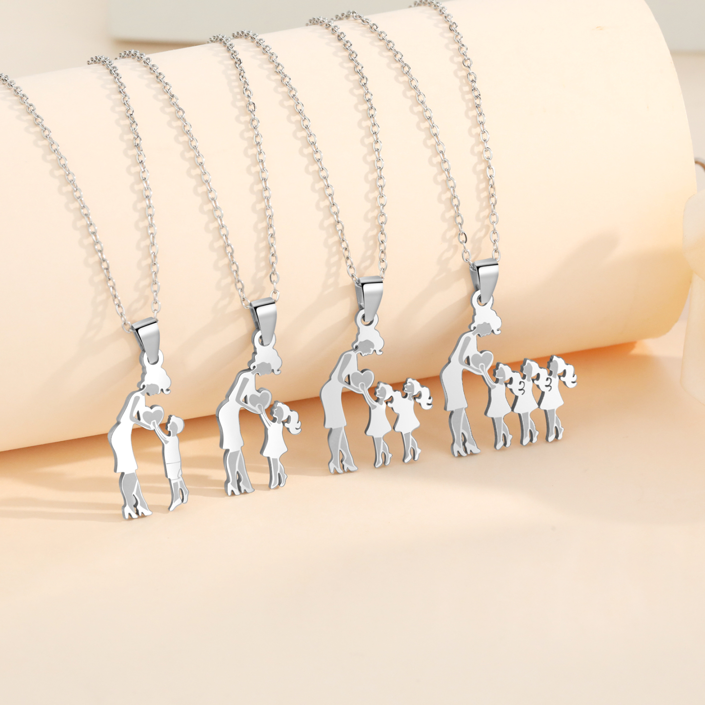 Women Necklace Mother & 3 Daughters Pendant Necklace Stainless Steel Mother's Day Gifts for Mum-Jessemade AU