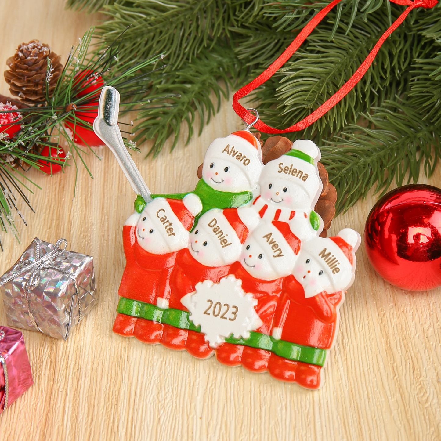 6 Names - Personalised Resin Christmas Ornaments Customised Name & Year Xmas Decor Gifts for Family Friends-Jessemade AU