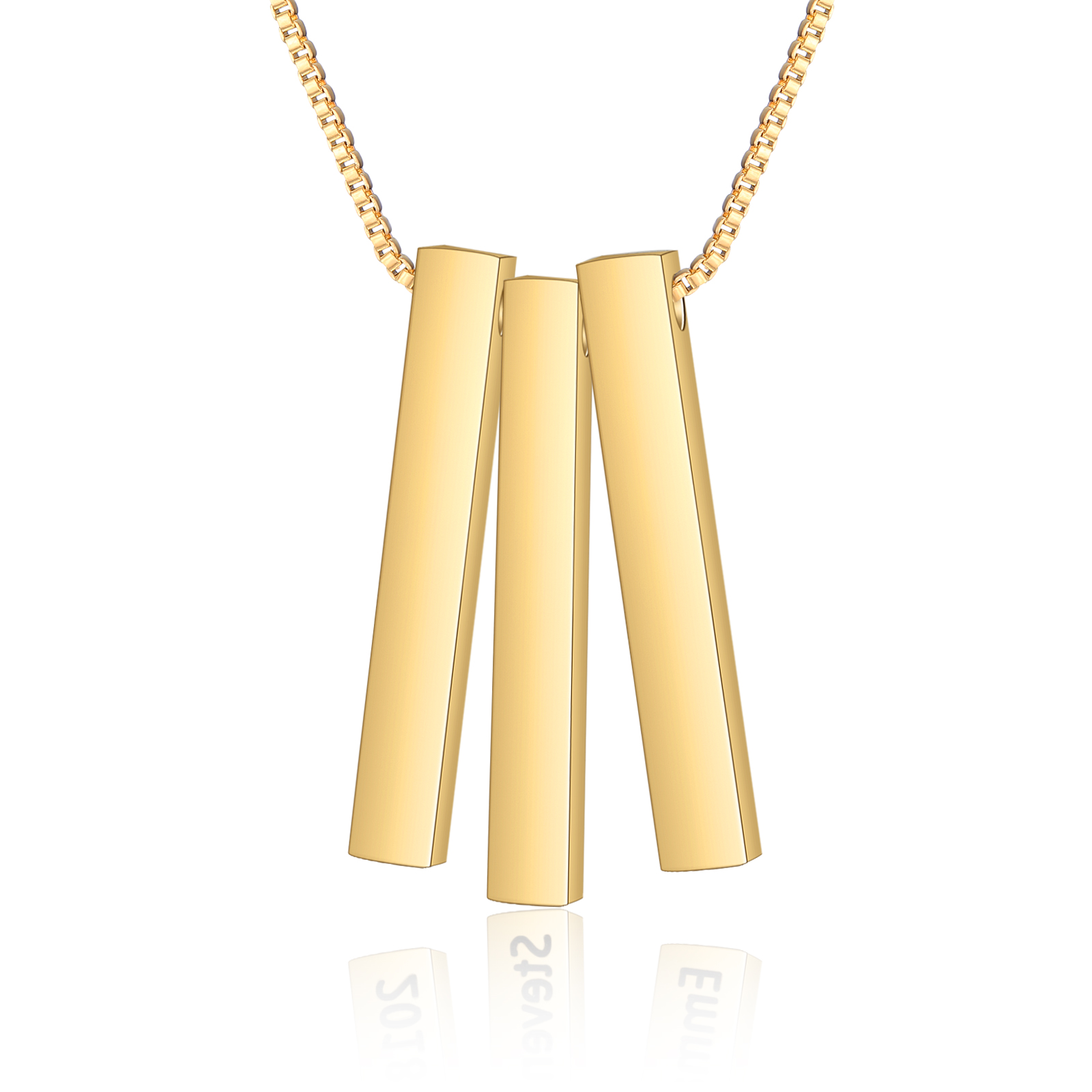 Vertical Bar Necklace Personalised 3 Names 3D Bar Necklace-Jessemade AU