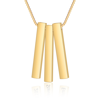 Vertical Bar Necklace Personalised 3 Names 3D Bar Necklace-Jessemade AU