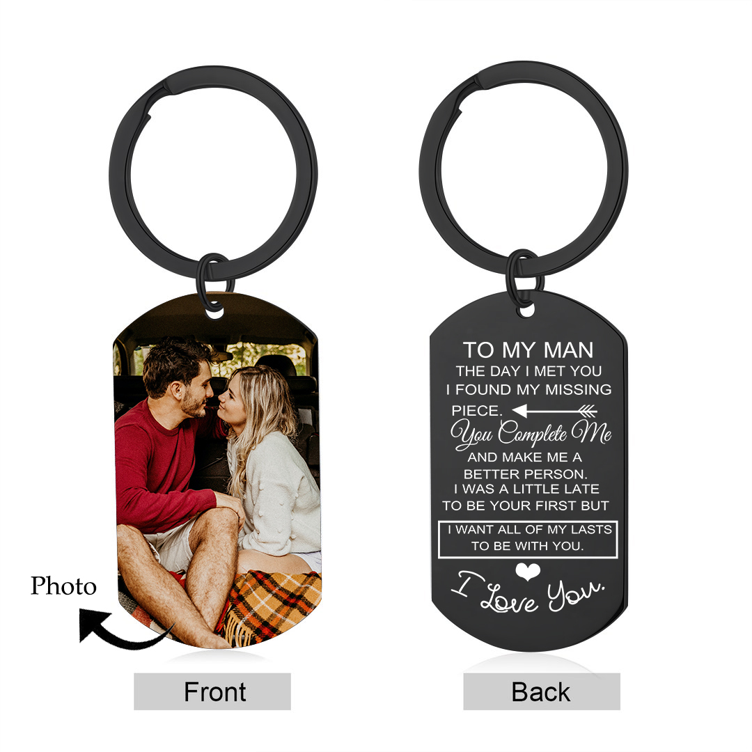 To My Man/Woman Custom Photo Keyring Couple Keychain Stainless Steel Keychain Valentine's Day Gift for Couples-Jessemade AU