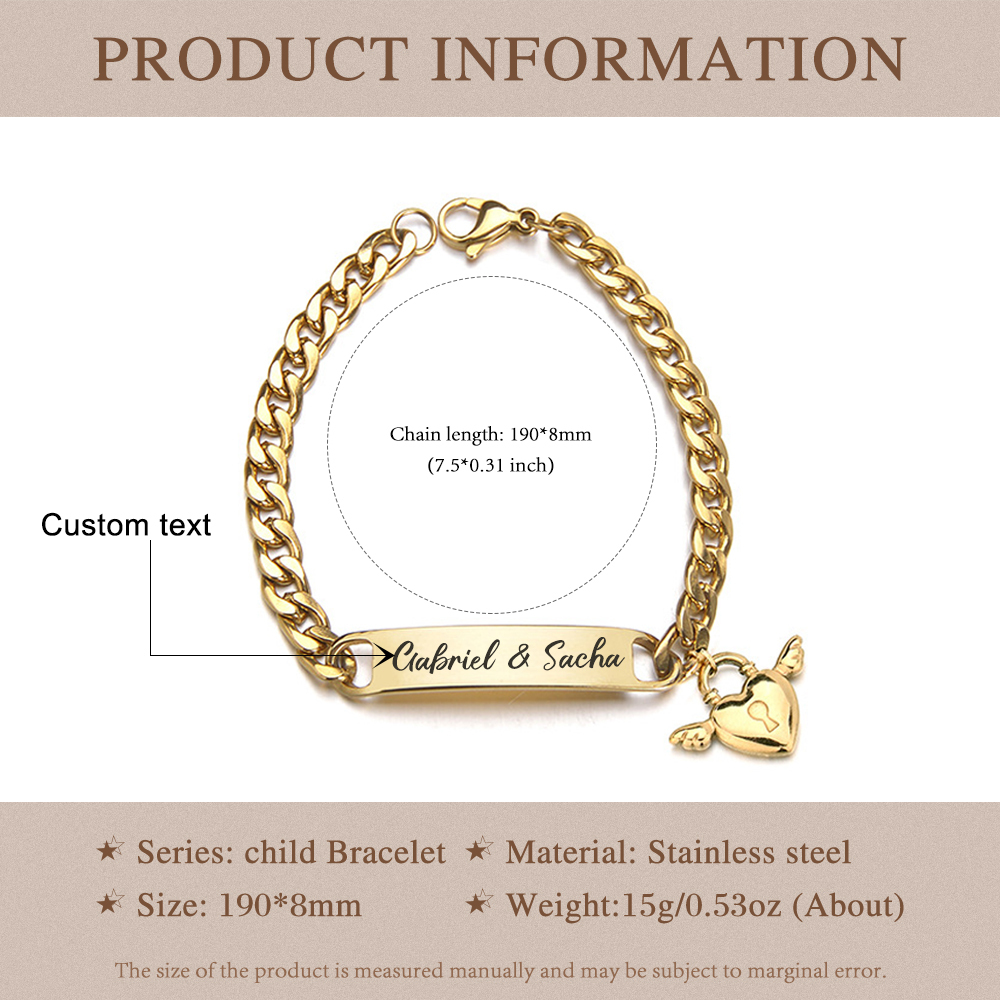 Personalised 1 Name Bracelet Love Lock Bracelet Customised Baby Gift-Jessemade AU