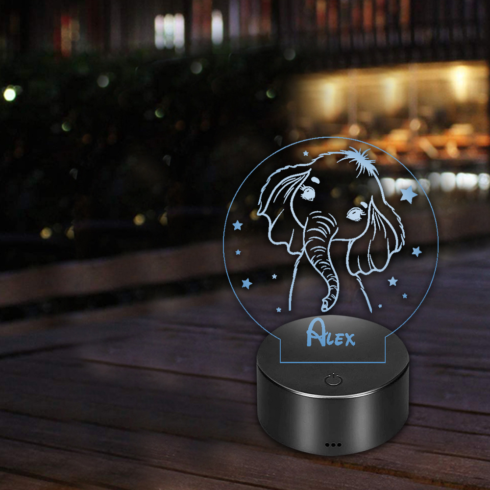 Custom Elephant Night Light 7 Colours Changing Night Light With Name LED Lamp Gifts For Kids-Jessemade AU