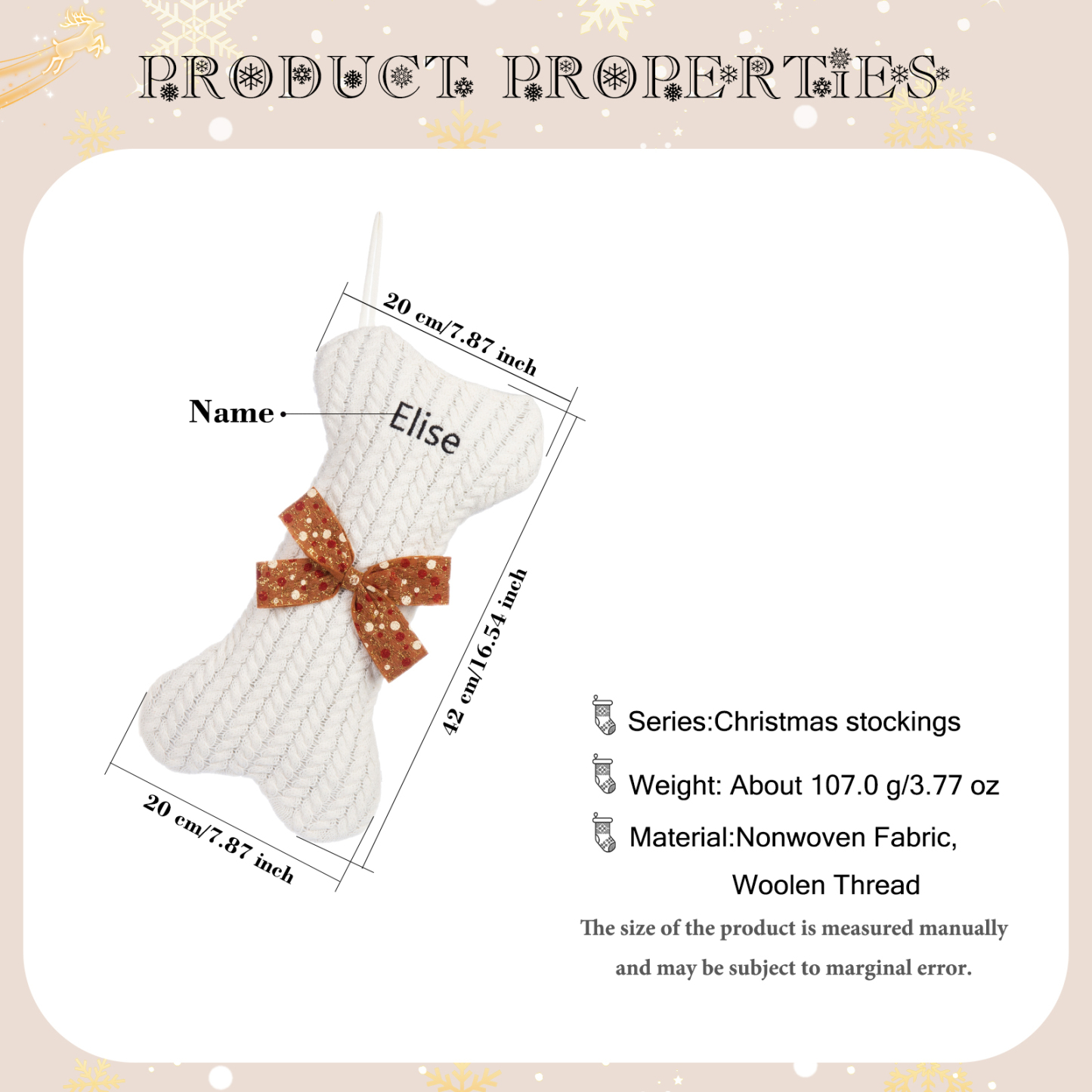 Personalised Christmas Stockings Ornaments Dog Bone Christmas Stockings Custom 1 Name Gifts for Family Friends-Jessemade AU