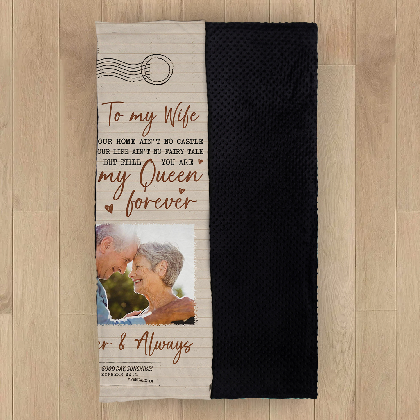 To My Wife Personalised Couple Blanket Engrave Photo Sweet Gift For Her "you are my queen forever"-Jessemade AU