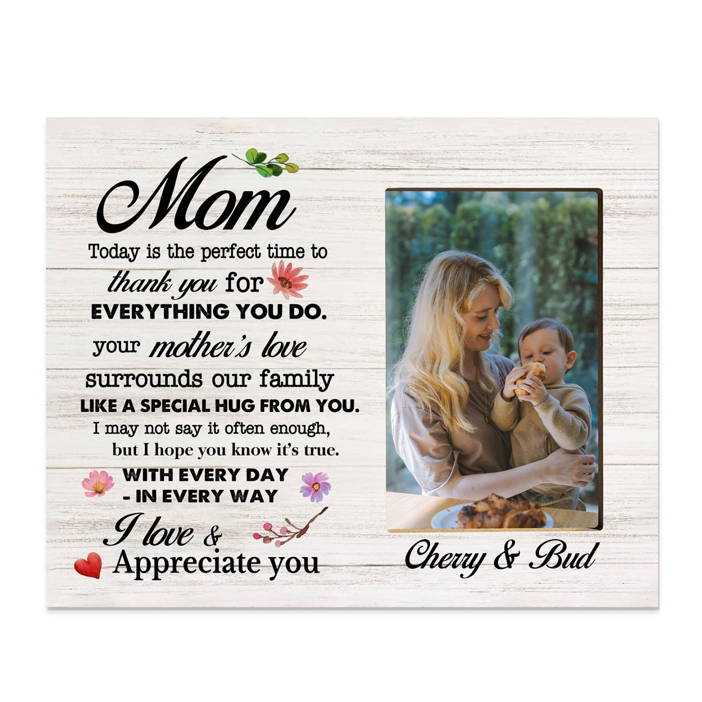 Personalised Photo & Text Wooden Plaque Home Decoration Gifts for Mom/Mum - Today Is The Perfect Time To Thank You For Everything You Do-Jessemade AU