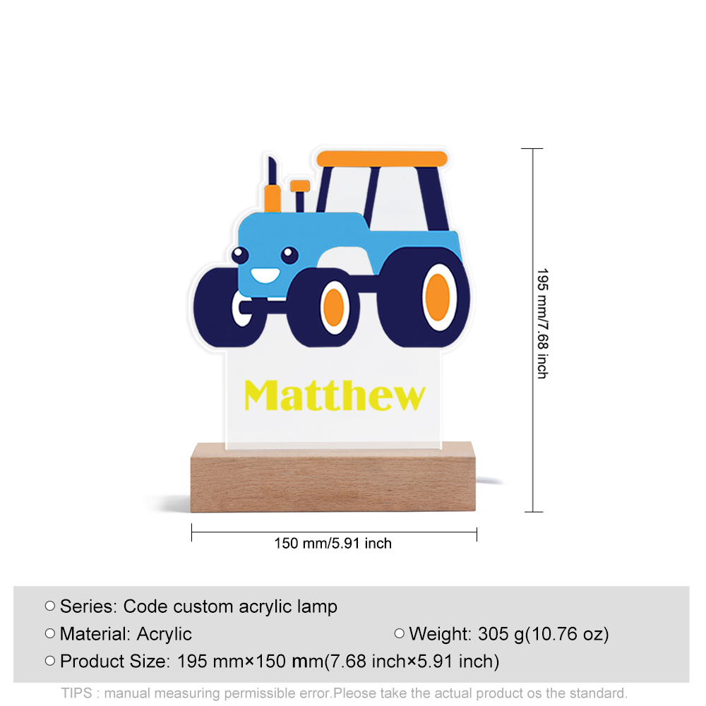 Personalised LED Night Light Custom Name Night Lamp Truck Night Light Gifts For Baby Boys-Jessemade AU