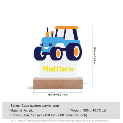 Personalised LED Night Light Custom Name Night Lamp Truck Night Light Gifts For Baby Boys-Jessemade AU