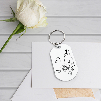 2 Names - Personalised Name Keychain Holding Hands Keychain Father's Day Gifts For Dad-Jessemade AU