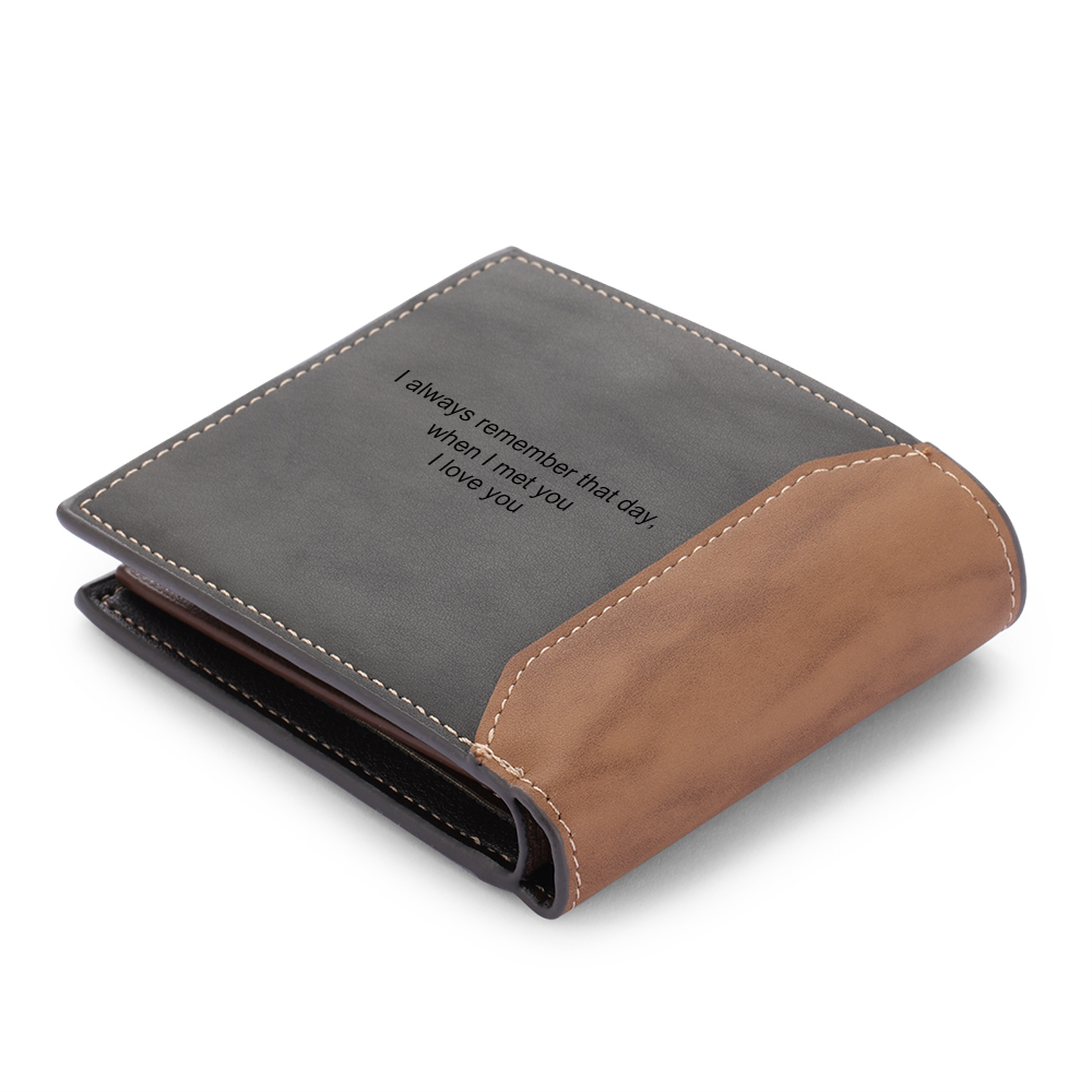 Personalised Leather Wallet Engraved Photo Short Purse Gifts For Men