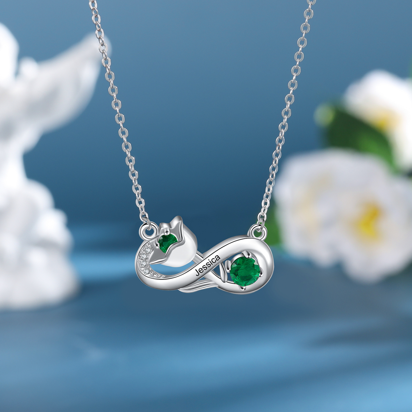 Personalised May Birthflower Necklace With Birthstone Gift For Women-Jessemade AU