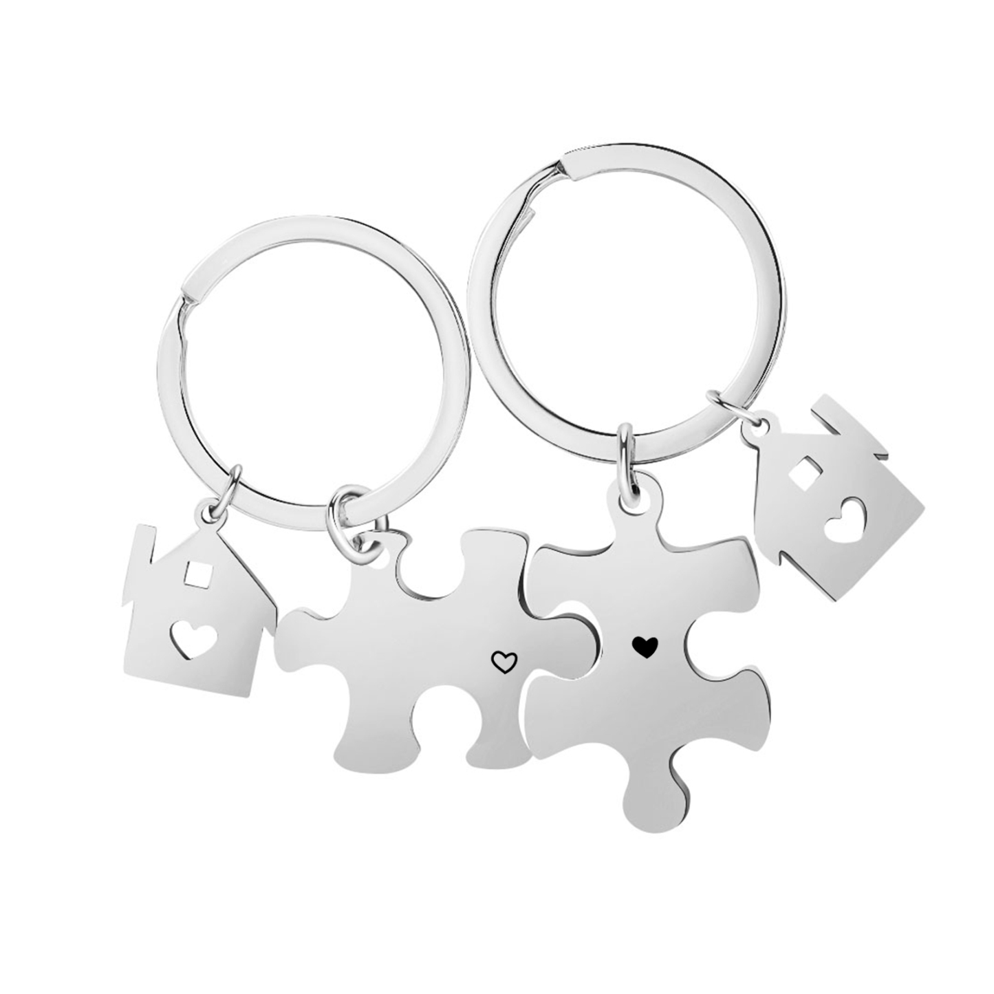 2 PCS Couple Keychain Set Custom 2 Names & 2 Letters & Date Keyring Puzzle Keychain Valentine's Day Personalised Gift for Him/Her-Jessemade AU