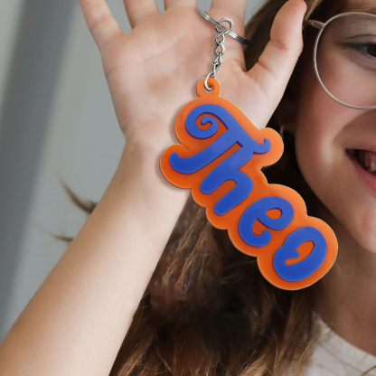 Customise 1 Name Keychain Orange Keychain Back to School Gifts for Kids-Jessemade AU