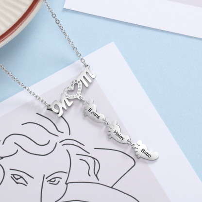 Mother's Day Personalised Baby Feet Necklace Engraved 3 Names Necklace Gifts For Mum-Jessemade AU