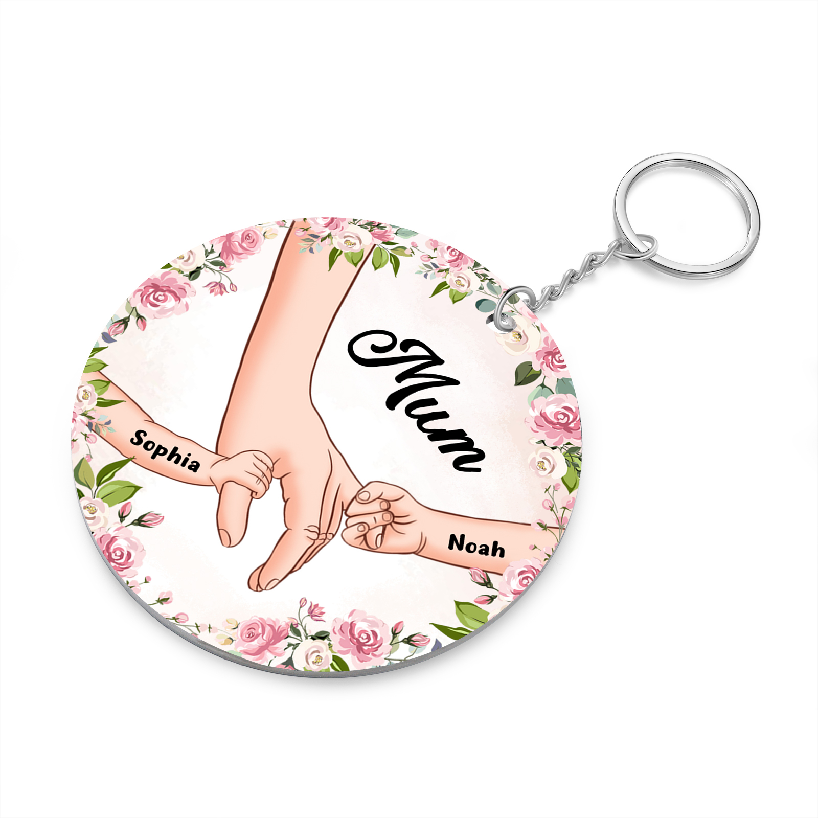 2 Names - Personalised Acrylic Keychain Custom 1 Text Holding Hands Family Hanging Ornaments Gift for Mum/Grandma-Jessemade AU