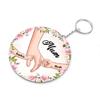 2 Names - Personalised Acrylic Keychain Custom 1 Text Holding Hands Family Hanging Ornaments Gift for Mum/Grandma-Jessemade AU