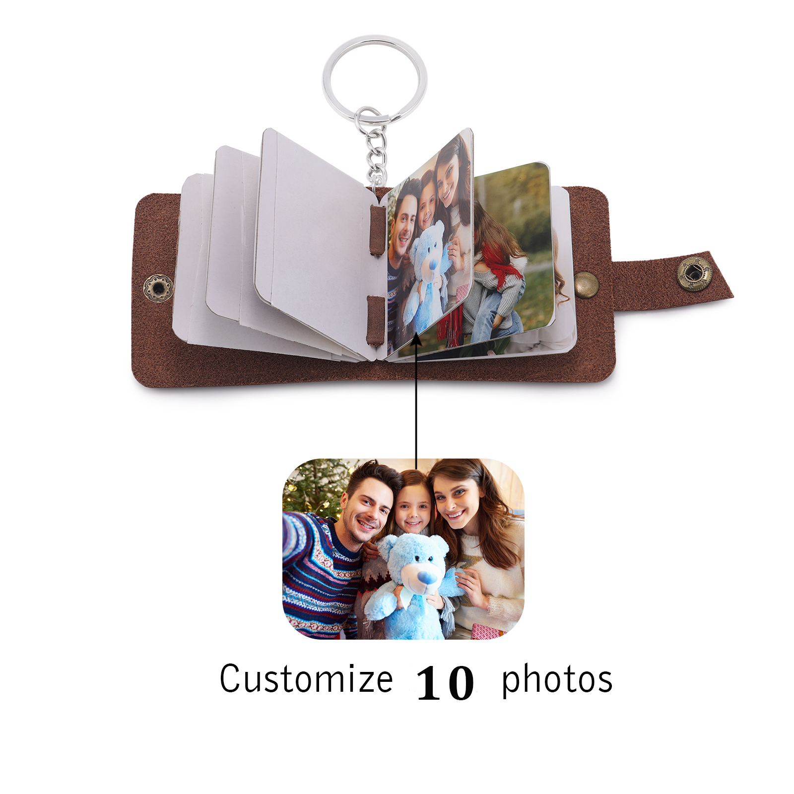 "Our Love Is Forever" Photo Album Keychain Custom 10 Photos Leather Keychain Romantic Gifts-Jessemade AU